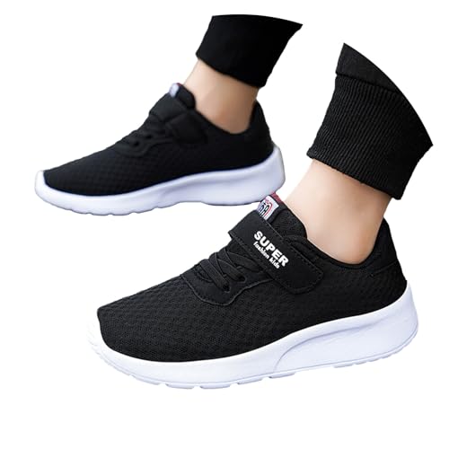 hallenschuhe junge 40, Unisex Kinder Turnschuhe Jungen Mädchen Rutschfest Sportschuhe Leicht Mesh Atmungsaktiv Sport Schuhe Laufschuhe Modische Freizeitschuhe Hallenschuhe Outdoor Sneaker Schwarz 39 von pxjsdwe