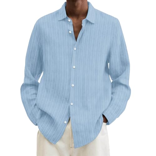 hemd slim fit herren, Leinenhemd Herren 5XL Große Größen Langarm Baumwolle Leinen Hemden Button Down Business Freizeithemd Casual Regular Fit Sommerhemd Männer Leicht Sommer Strand Hemd Langarmhemd von pxjsdwe
