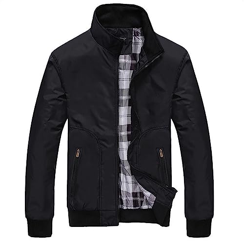 herrenjacke sommer, Blouson Jacke Herren sommer Outdoor Sommerjacke Leichte Stehkragen Übergangsjacke Bomberjacke Kurz mit Reißverschluss Sportjacke Fliegerjacke Langarm Große Größen Freizeitjacke von pxjsdwe