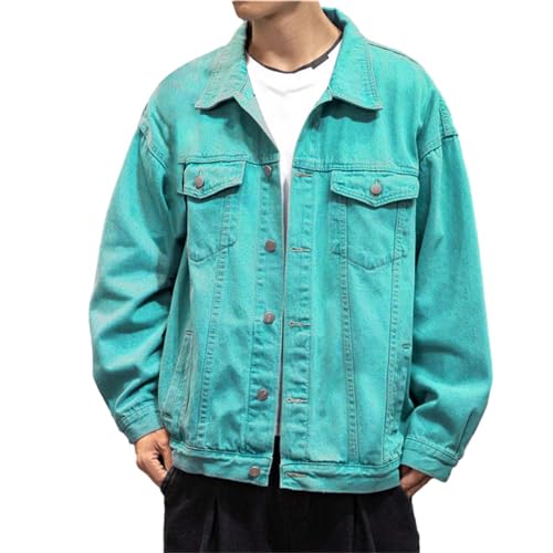 herrenjacken für sommer, Leichte Jeansjacke Herren Sommer Vintage Sommerjacke Jeans Jacke Stehkragen Slim Fit Übergangsjacke Große Größen Western Denim Jacket Jeansmantel Cargo Casual Bikerjacke von pxjsdwe