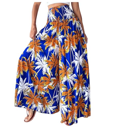hosen damen elegant, Damen Breites Bein Hose Einfarbig Sommer Lang Hosenrock Sommerhose Casual Locker Freizeithose Palazzo Leicht Hohe Taille Stoffhose Weite Hosen mit Taschen Stretch Business Hosen von pxjsdwe