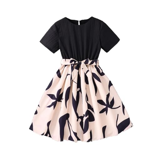 mädchen Sommerkleid 164-170, Kleid Mädchen Kurzarm Elegant A-Linie Kleider Sommerkleid Sommer Casual Swingkleid Freizeitkleid Prinzessin Kinderkleid Bequem Knielang Partykleid Strandkleid von pxjsdwe