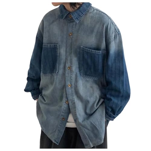 motorradjacke herren sommer, Jeans Jacken für Herren Leichte Western Sommerjacke Jacke Vintage Stehkragen Übergangsjacke Denim Jacket Slim Fit Große Größen Jeansjacke Jeansmantel Stretch mit Taschen von pxjsdwe