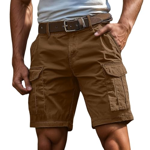 pxjsdwe Cargohose Herren, Cargo Shorts Herren Sommer Baumwolle Kurze Hosen Leicht Outdoor Kurz Cargohose Stretch Bermuda Sportshorts Einfarbig Lockere Freizeitshorts Arbeitsshorts mit Taschen S von pxjsdwe