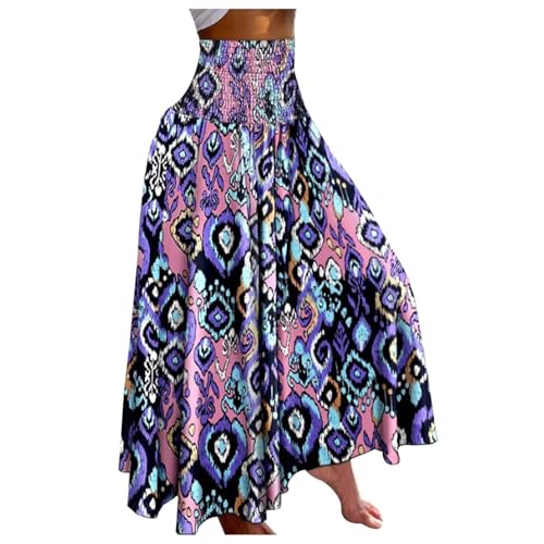 pxjsdwe Culotte Damen Sommer 7/8, Damen Breites Bein Hose Einfarbig Sommer Lang Hosenrock Sommerhose Casual Locker Freizeithose Palazzo Leicht Hohe Taille Stoffhose Weite Hosen mit Taschen Stretch von pxjsdwe