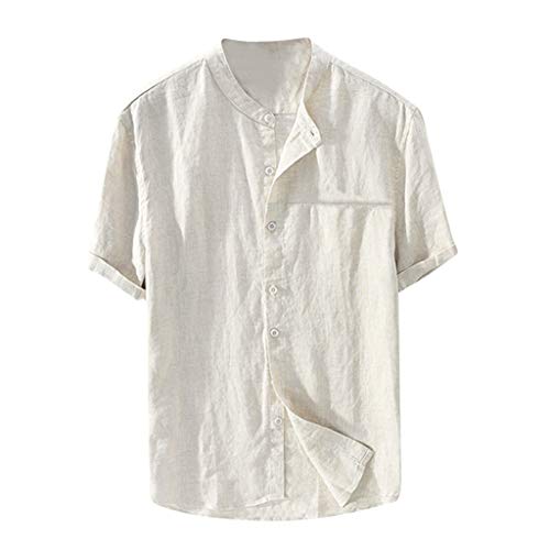 pxjsdwe Hemd Herren weiß, Leinenhemd Herren Kurzarm 4XL Regular Fit Sommer Kurzarmhemd Leinen Hemden Baumwolle Strandhemd Casual Button Down Sommerhemd Freizeithemd Business Einfarbig Freizeithemden von pxjsdwe