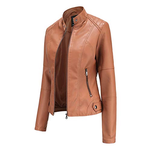 pxjsdwe Motorradjacke Damen Oversize Kunstlederjacke Lederjacke Leicht Kurz Bikerjacke Übergangsjacke Stehkragen Schwarz Streetwear Motorradjacke Große Größen Frühling Leather Jacket Bomberjacke von pxjsdwe