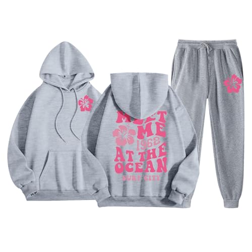 pxjsdwe Trainingsanzug Damen Zweiteiler Sport Hausanzug Fitness mit Taschen Freizeitanzug Tracksuit Langarm Baggy Sportanzug Jogginganzug Bequeme Warm Loungewear von pxjsdwe