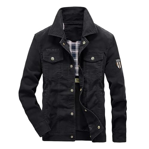 pxjsdwe schwarze jeans, Jeansjacke Herren Hellblau Leichte Vintage Übergangsjacke Sommerjacke Stehkragen Große Größen Denim Jacket Western Slim Fit Jeans Jacke Jeansmantel Stretch Kurz Herrenjacke von pxjsdwe