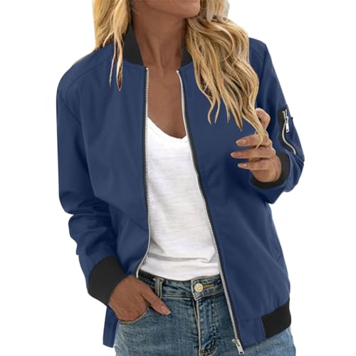 pxjsdwe übergangsjacke Damen lang, Sommerjacke Damen Kurz Casual Pilotenjacke Langarm Blumenmuster Leichte Blouson Jacke Übergangsjacke Sport Reißverschluss Fliegerjacke Bomberjacke Schwarz Outwear von pxjsdwe
