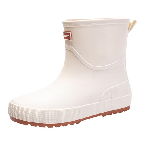rain boots women, Gummistiefel Damen Schwarz Bequem Rutschfest Regenschuhe Stiefeletten Outdoor Atmungsaktiv Boots Leicht Wasserdichte Gartenschuhe Regenstiefel Kurz Weitschaft Arbeitsschuhe 37 von pxjsdwe
