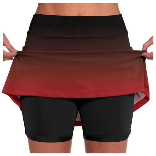 röcke für mädchen, Hosenrock Damen Kurz 2 in 1 Sport Shorts Rock mit Hose Drunter Sommer Tennisrock Casual Hohe Taille Laufrock Sportrock mit Taschen Leicht Skort für Golf Wandern Radfahren von pxjsdwe