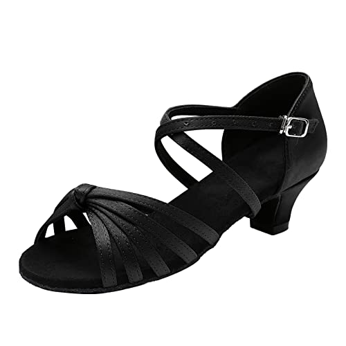 sandalen damen elegant, Pumps Damen Schwarz Elegant Blockabsatz Riemchenpumps Spangenpumps Slingback Latein High Heels Bequem Spitze Sandalen Tanzschuhe mit Absatz Silber Slingpumps Absatzschuhe von pxjsdwe