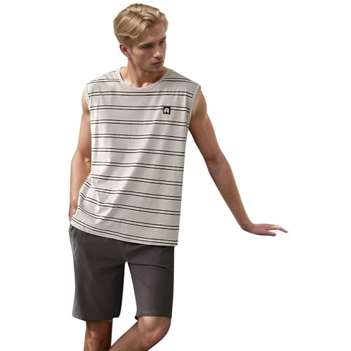 Schlafanzug Herren kurz 4XL, Schlafanzug Herren Baumwolle Kurz Zweiteiliger Pyjama Set Shorty Nachtwäsche Pyjama-Set Sommer Kurzarm T-Shirt und Shorts Weich Casual Schlafanzüge Rundhals Pyjamaset von pxjsdwe