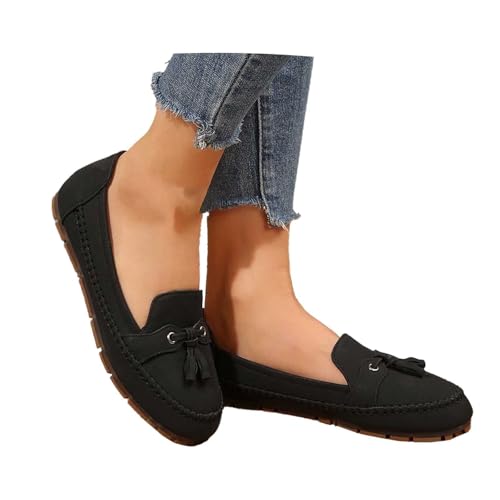 schwarze schuhe damen, Mokassins Damen Bequeme Lässige Loafer Flache Schuhe Sommer Slip On Freizeitschuhe Leder Runde Zehe Quasten Halbschuhe Ballerinas Elegant Leicht Wanderschuhe Slippers 43 schwarze schuhe damen, Mokassins Damen Bequeme Lässige Loafer Flache Schuhe Sommer Slip On Freizeitschuhe Leder Runde Zehe Quasten Halbschuhe Ballerinas Elegant Leicht Wanderschuhe Slippers 43 von pxjsdwe