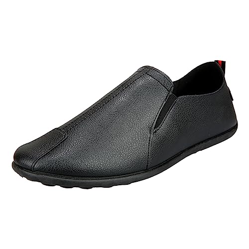 schwarze schuhe herren, Mokassins Herren 43 Klassische Komfort Slipper Freizeitschuhe Leicht Flache Loafer Walkingschuhe Bequeme Slip on Bootsschuhe Anzugschuhe Leder Atmungsaktive Sommer Schuhe von pxjsdwe