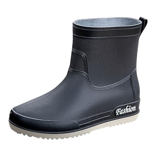 sommer boots damen, Gummistiefel Damen Schwarz Atmungsaktiv Outdoor Regenschuhe Bequem Rutschfest Regenstiefel Stiefeletten Wasserdichte Leicht Gartenschuhe Boots Sommer Halbhoch Arbeitsschuhe 37 von pxjsdwe