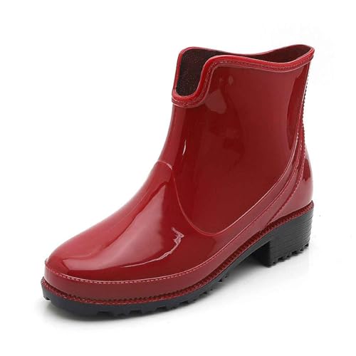 stallschuhe damen, Gummistiefel Damen Schwarz Wasserdichte Bequem Boots Outdoor Leicht Stiefeletten Regenstiefel Atmungsaktiv Rutschfest Gartenschuhe Regenschuhe Weitschaft Elegant Arbeitsschuhe 37 von pxjsdwe
