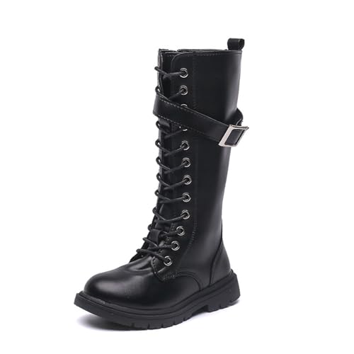 stiefel mädchen schwarz, Reitstiefel Kinder Mädchen Bequeme Flache Stiefeletten Winterstiefel Leder Elegant Winterschuhe Mode Reißverschluss Kniehohe Stiefel Langschaft Boots Causal Klassische 37 von pxjsdwe
