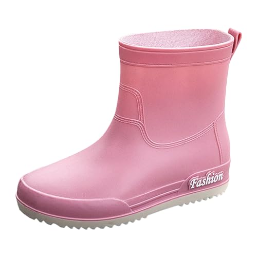 stiefeletten damen mit absatz, Gummistiefel Damen Schwarz Atmungsaktiv Outdoor Regenschuhe Bequem Rutschfest Regenstiefel Stiefeletten Wasserdichte Leicht Gartenschuhe Boots Sommer Halbhoch 38 von pxjsdwe