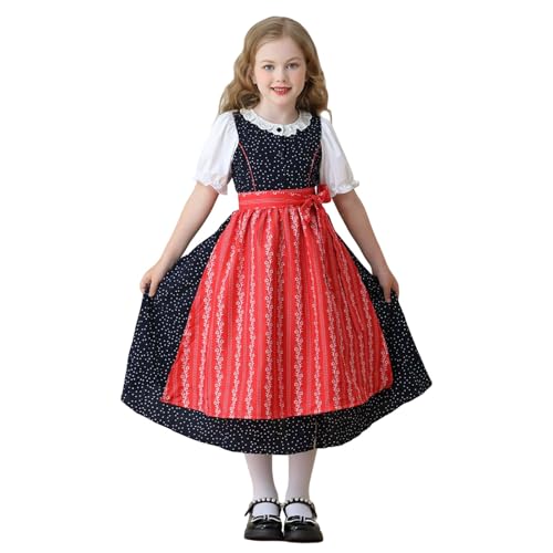 trachtenkleid mädchen, Dirndl Mädchen Kurz Bequem Dirndlbluse Trachtenkleid Oktoberfest Retro Dirndlschürze Dirndlkleid Elegant Festlich Kinderdirndl Trachtenmode Cosplay Vintage Trachtenrock 134 von pxjsdwe