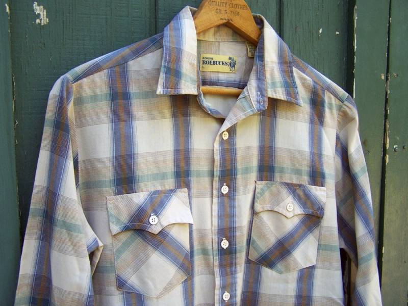 1980S Sears Roebucks Kariertes Hemd Large 1980S Sears Roebucks Kariertes Hemd Large von qbeagles