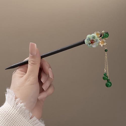 qbodp 2 Stück Haarspangen Aus Holz Für Damen, Chinesische Haar Essstäbchen Für Dutts, Blumen Dekorative Essstäbchen Haar Accessoires Ästhetische Haarnadeln von qbodp