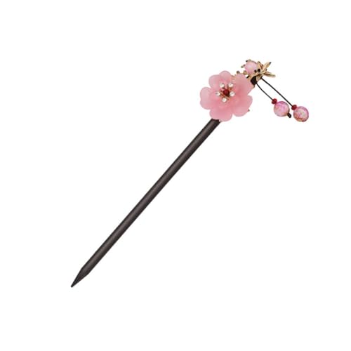 qbodp 2 Stück Haarspangen Aus Holz Für Damen, Chinesische Haarstäbchen Für Dutts, Blumen Dekorative Essstäbchen Haar Accessoires Ästhetische Haarnadeln, Rosa von qbodp