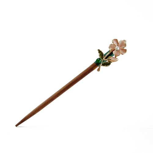 qbodp 2 Stück Haarspangen Aus Holz Für Damen, Chinesische Haarstäbchen Für Dutts, Dekorative Blumen Essstäbchen Haarschmuck Ästhetische Haarnadeln, Hellrosa von qbodp