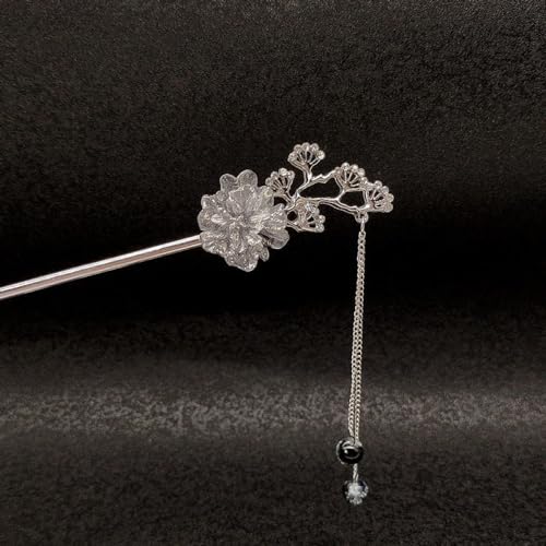 qbodp 2 Stück Haarstäbchen Haarspangen Für Damen, Chinesische Haarstäbchen Für Dutts, Blumenquastenkette Dekorative Essstäbchen Haarschmuck Ästhetische Haarnadeln von qbodp