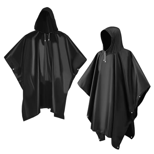 2 Stück EVA Regenmantel, Wiederverwendbar Regenmantel, Regenponcho mit Kapuze für Erwachsene, Leicht Regencape Regenschutz, Regenjacke Für Radfahren Wandern Camping Reisen, für Damen Herren, Groß von qhklew