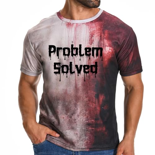 qianduoduo Problem Solved Halloween T-Shirt Blut-Splash-Muster, einzigartiges Horror-Design, runder Halsausschnitt, Short-Sleeve, extra große Größen verfügbar, ideal für Partys und Alltag qianduoduo Problem Solved Halloween T-Shirt Blut-Splash-Muster, einzigartiges Horror-Design, runder Halsausschnitt, Short-Sleeve, extra große Größen verfügbar, ideal für Partys und Alltag von qianduoduo