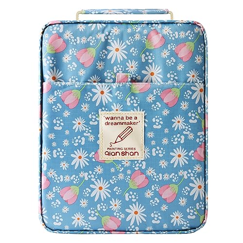 Federmäppchen mit Schlitz, für 260 Buntstifte oder 180 Gelstifte mit Reißverschluss, großes Fassungsvermögen, Polyester-Stift-Organizer für Aquarellstifte oder Marker – perfekt für Künstler, blau-rosa von qianshan