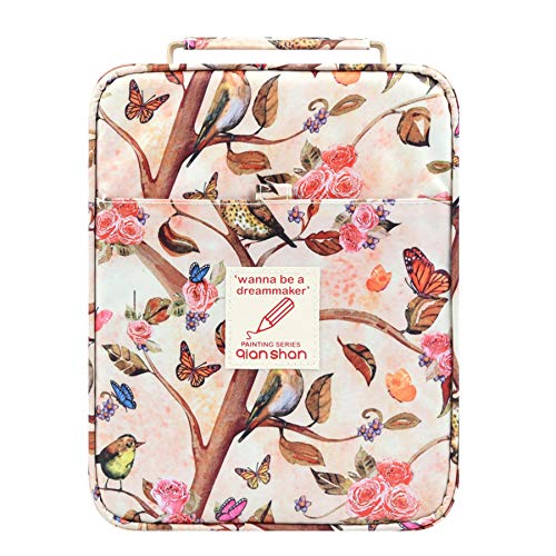 qianshan Federmäppchen-Halter für 260 Buntstifte oder 180 Gelstifte mit Reißverschluss, großes Fassungsvermögen, Polyester-Stift-Organizer für Aquarellstifte oder Marker, perfekt für Künstler, von qianshan