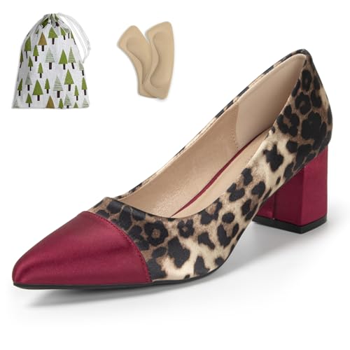 qibusleen Slip On Satin Cap Toe Pumpen für Frauen 2.3 Inch Chunky Block Leopard Print Heels Damen Pointy komfortable Hochzeit Abend Party Prom Dressy Schuhe - 41 qibusleen Slip On Satin Cap Toe Pumpen für Frauen 2.3 Inch Chunky Block Leopard Print Heels Damen Pointy komfortable Hochzeit Abend Party Prom Dressy Schuhe - 41 von qibusleen