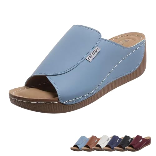 Vivastep Damensandalen, Ergonomische und rutschfeste Sandalen for Damen, Orthopädische Hausschuhe mit offener Spitze(Blue,43) von qiheng