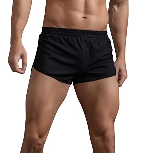 qinhanjia Unterhosen Männer Retroshorts Herren Schwarz Transparent Jungen Boxershorts Stretch Unterwäsche Sportslips Underwear Push Up Retroshorts Herren Schwarz von qinhanjia