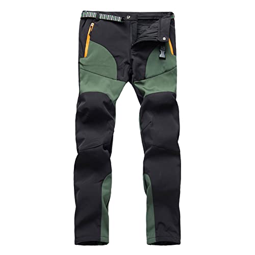 qinhanjia Lange Hose Herren Cargo Herren Color Block Hose Wanderhose Winddichte Arbeitshose Fleece Warme Hose mit Taschen Outdoor Fitnesshose Aramid Hose Herren (ZL1-Army Green, L) von qinhanjia