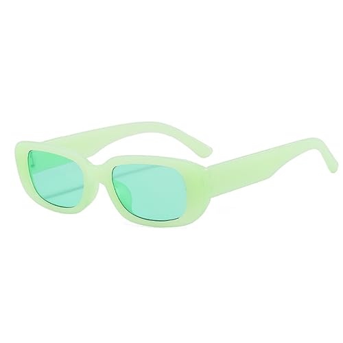 qinqilanqi-S Rechteckig Sonnenbrillen für Damen Herren Trendige Mode Brille 90er Vintage modisch UV 400 Schutz Quadratischer Rahmen （Gelee grün/grün） von qinqilanqi-S