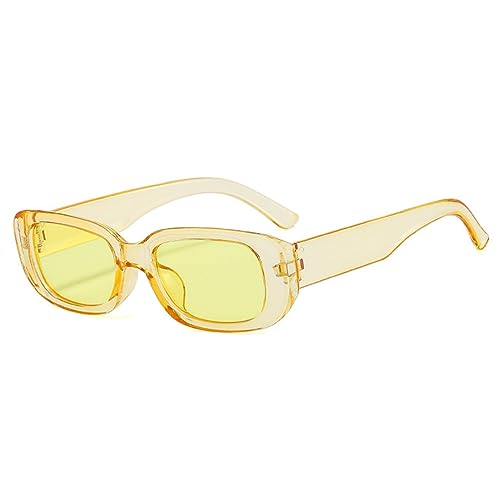 qinqilanqi-S Rechteckig Sonnenbrillen für Damen Herren Trendige Mode Brille 90er Vintage modisch UV 400 Schutz Quadratischer Rahmen （gelb/gelb） von qinqilanqi-S