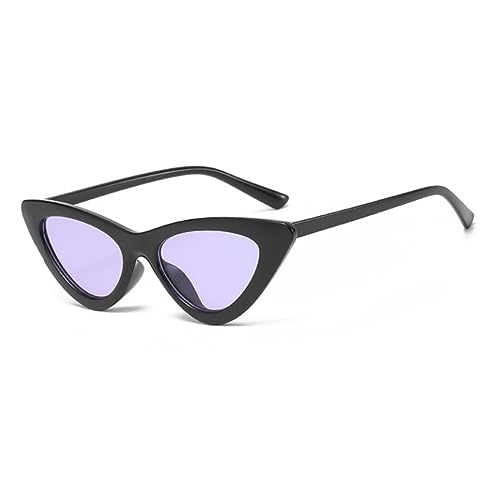 qinqilanqi-S Retro Dreieck Katze Auge Sonnenbrille Männer und Frauen retro 90er Jahre UV400 Farbe Sonnenbrille（Schwarz/Violett） von qinqilanqi-S