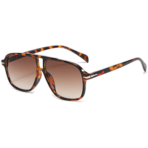 qinqilanqi-S Retro Sonnenbrille Damen Herren 70er Jahre – Doppelsteg, UV400 Schutz, Quadratisch Vintage Style mit Doppelbrücke（HabichtsschnabelBraun） von qinqilanqi-S