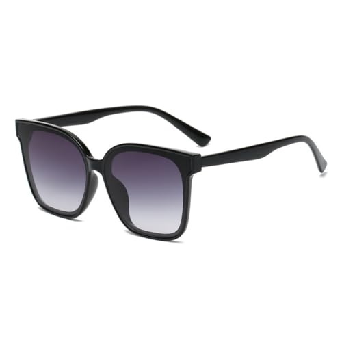 qinqilanqi-S Retro Sonnenbrille für Herren Damen Klassische 70er Vintage Quadratisch Rotundität Sonnenbrille,Modische Katzenaugen brillen UV400 (Black/Double Grey) von qinqilanqi-S