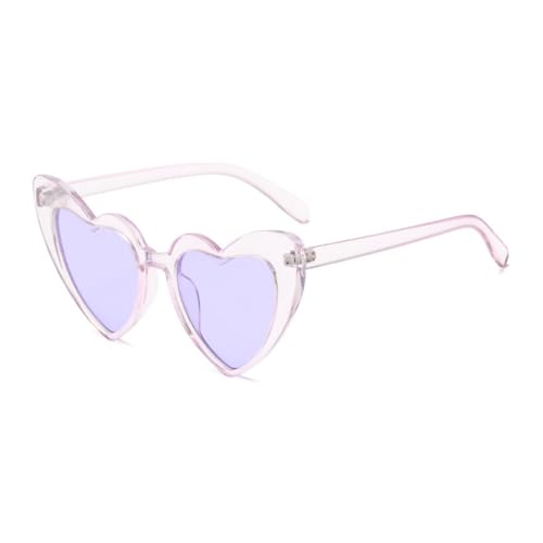 qinqilanqi-S herzförmige Sonnenbrille für Damen Vintage Cat Eye Retro Nette Stil Hippie Party Sonnenbrille UV Relativ groß(Lila/Lila) von qinqilanqi-S