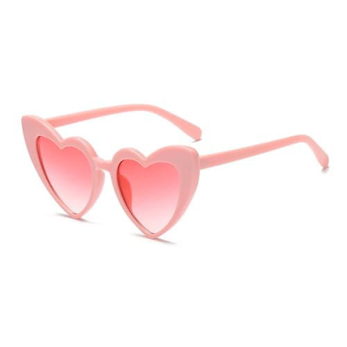 qinqilanqi-S herzförmige Sonnenbrille für Damen Vintage Cat Eye Retro Nette Stil Hippie Party Sonnenbrille UV Relativ groß(Pink/Double Pink) von qinqilanqi-S