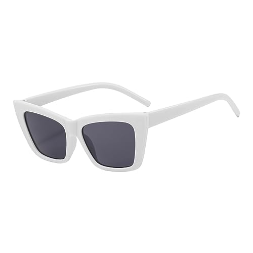 qinqilanqi-S retro Damen Sonnenbrille Mode Katze Auge Quadrat übergroße Sonnenbrille UV-Schutz(Weiß/Grau) von qinqilanqi-S
