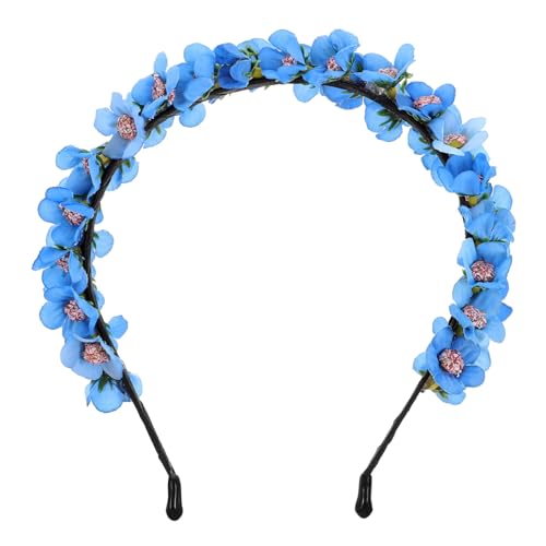 Kranz-Stirnband, Blumenkopfschmuck, Haardekoration, Blumen-Stirnband, Hochzeits-Stirnbänder für Damen, Blumenkranz, Blumenkrone, Teeparty, Stirnband, Blumen-Stirnband für Damen/264 (Farbe: Blau, von qiqiaollo