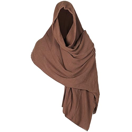 qiqiaollo Schal Männer Schulter Gugel Shemagh Tacticals Wüste Kopf Hals Schal Arabisch Wrap 90x51 Zoll Mittelalterlichen Kapuze Umhang kapuze Schal for Frauen/288 (Color : Dark Brown) von qiqiaollo