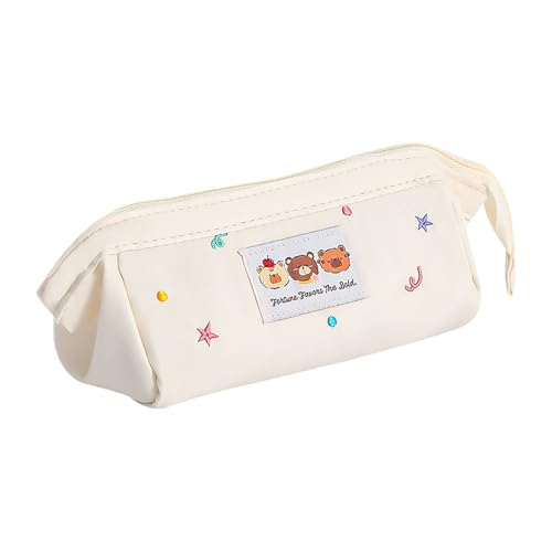 qixeuoa Stifttasche Mädchen,DREI Bären Besticktes Federmäppchen,21x7x10cm Cartoon Bär Stiftetasche,widerstandsfähig,praktisch,für Kinder Studenten Frauen Schule Reise von qixeuoa