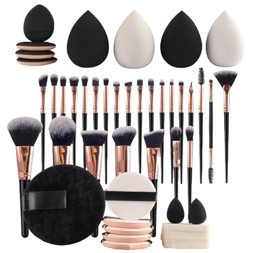 qixeuoa Umfangreiches Make-up Werkzeug Set | 45 Teile Makeup Pinsel Set Mit Puderquaste Für Damen Unterwegs | Make-up Hilfe für Unterwegs Reisen Business von qixeuoa